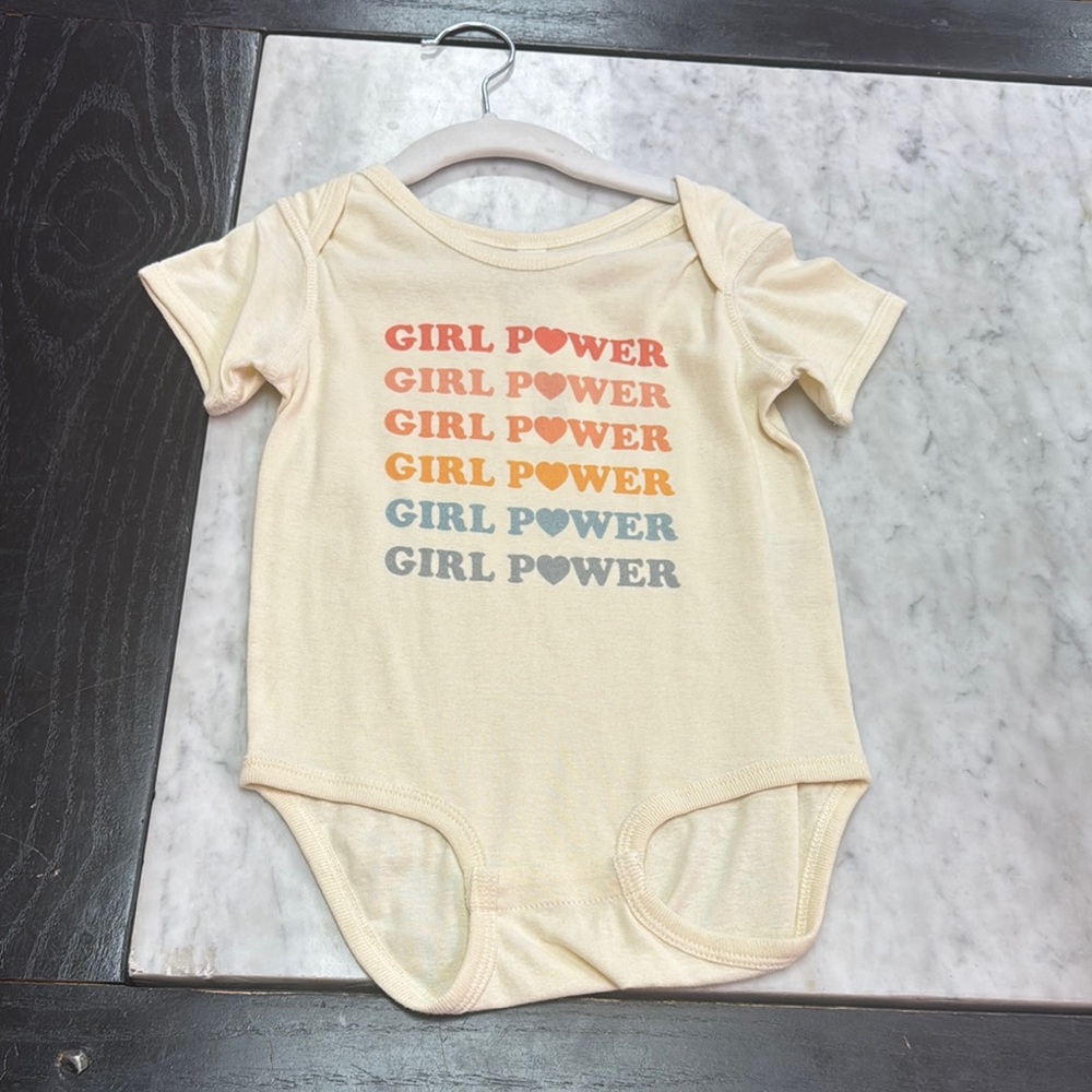 Rabbit Skins Cream Onesie with Girl Power Design